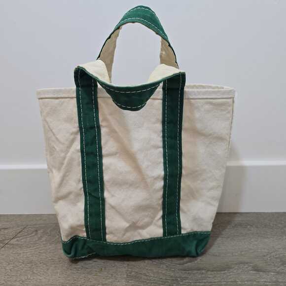 L.L. Bean Green and Cream Boat & Tote Bag - Picture 1 of 9